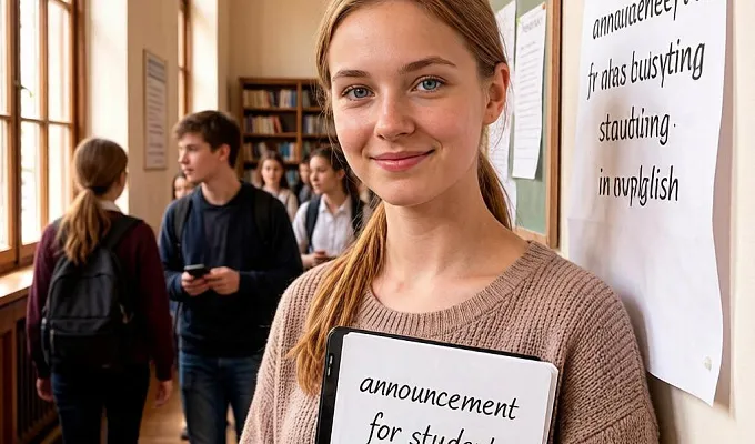 Объявление студентам, обучающимся на языке-посреднике (английском)