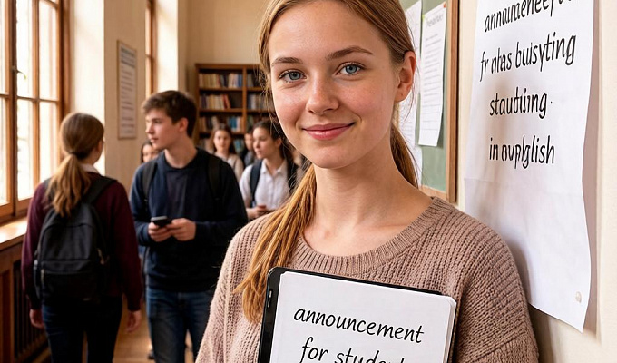 Объявление студентам, обучающимся на языке-посреднике (английском)